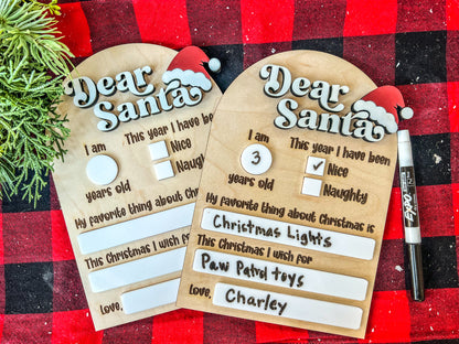 Dear Santa Dry Erase Board