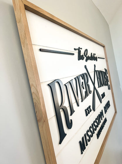 Personalized Family Riverhouse/Lakehouse Shiplap Sign