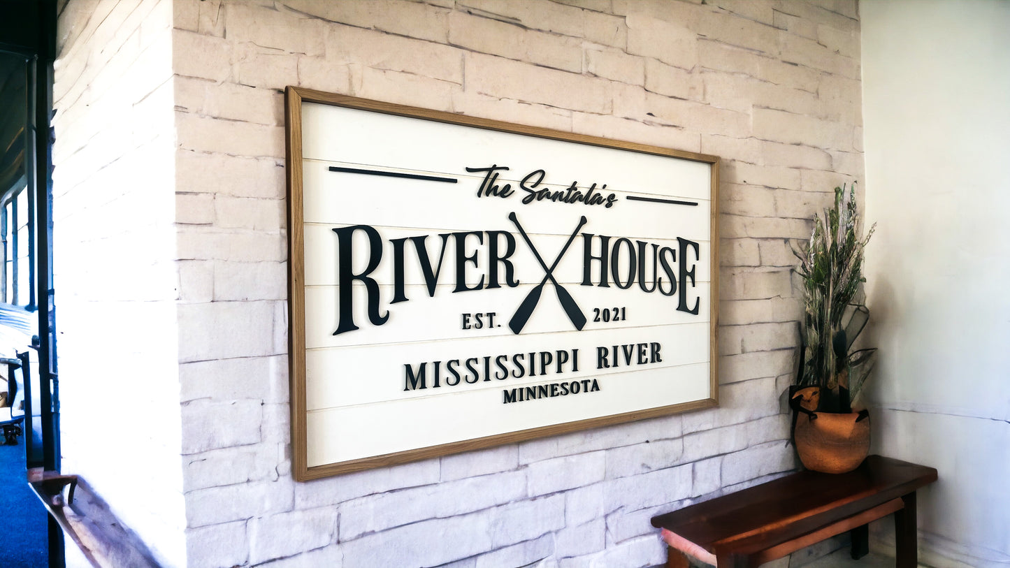 Personalized Family Riverhouse/Lakehouse Shiplap Sign