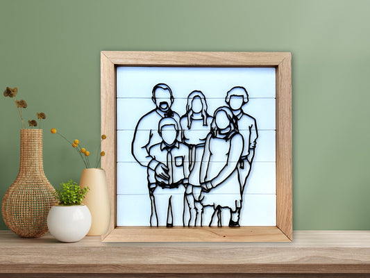 3D Custom Family Portrait Line Art