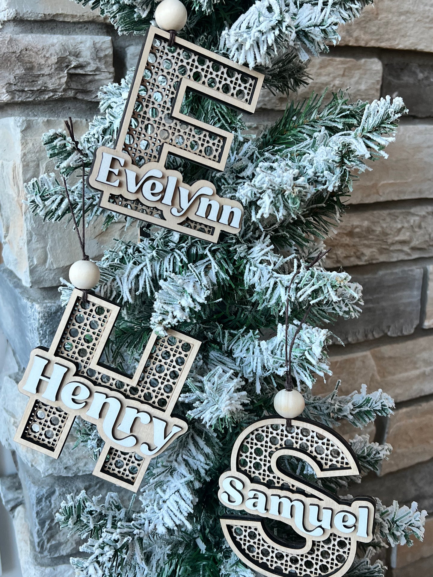 Personalized Rattan Boho Name Ornament