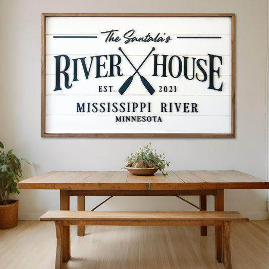 Personalized Family Riverhouse/Lakehouse Shiplap Sign