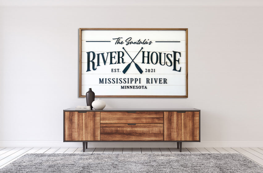 Personalized Family Riverhouse/Lakehouse Shiplap Sign